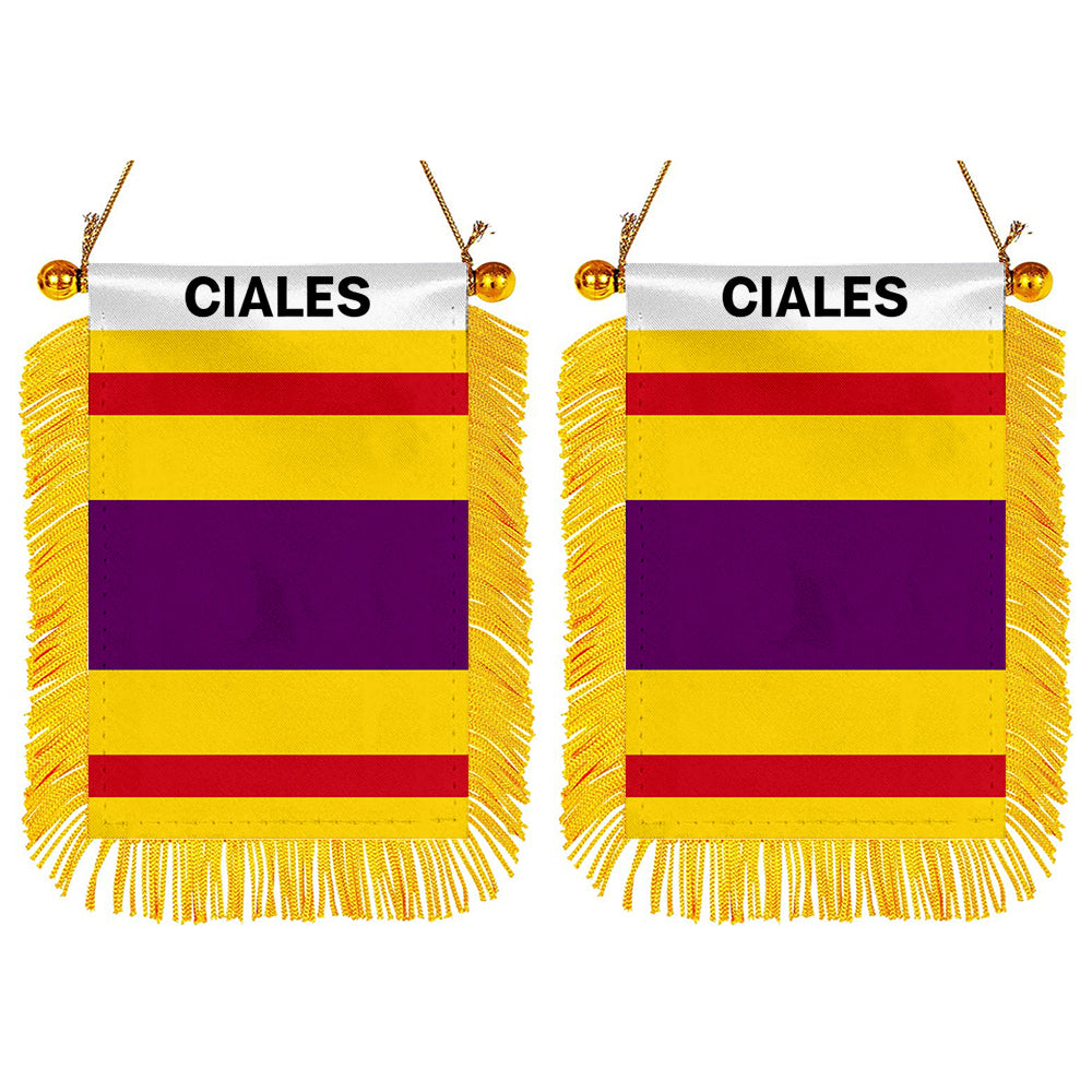 Ciales, Puerto Rico Flag Mini Car Rearview Mirror Flag Banner - 2PC
