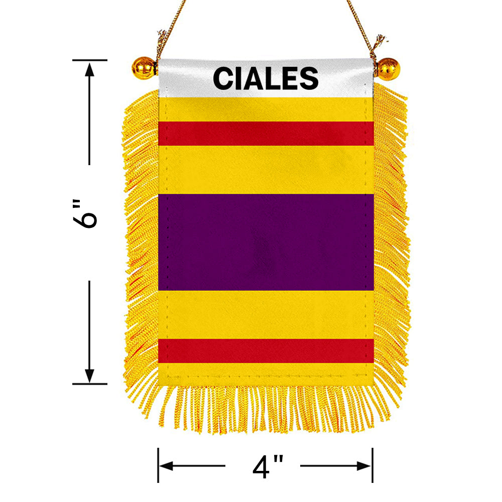 Ciales, Puerto Rico Flag Mini Car Rearview Mirror Flag Banner - 2PC