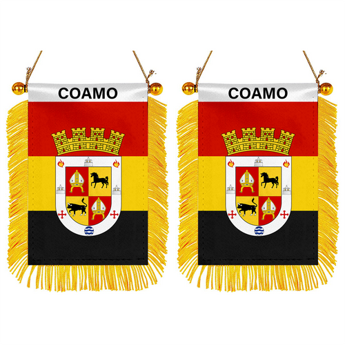 Coamo, Puerto Rico Flag  Mini Car Rearview Mirror Flag Banner - 2PC