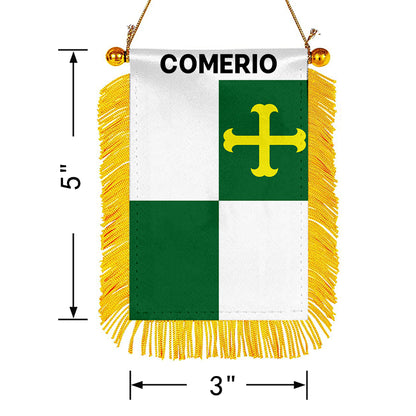 Comerío, Puerto Rico Flag  Mini Car Rearview Mirror Flag Banner - 2PC