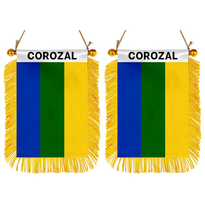 Corozal, Puerto Rico Flag  Mini Car Rearview Mirror Flag Banner - 2PC
