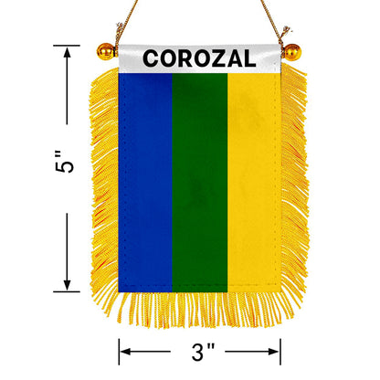 Corozal, Puerto Rico Flag  Mini Car Rearview Mirror Flag Banner - 2PC