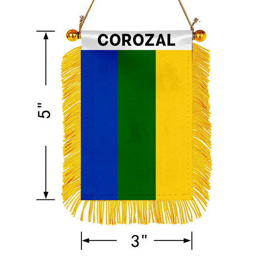 Corozal, Puerto Rico Flag  Mini Car Rearview Mirror Flag Banner - 2PC