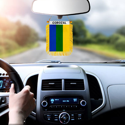 Corozal, Puerto Rico Flag  Mini Car Rearview Mirror Flag Banner - 2PC