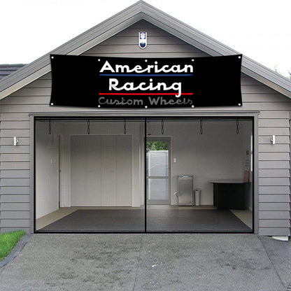 Fyon Custom Wheels Garage shop Decor Banner Works for American Racing Flag