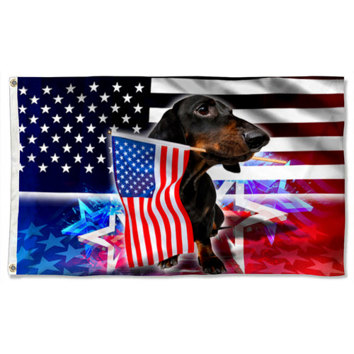 Fyon Dachshund Dog Independence Day 4th Of July Flag 41706 Indoor and outdoor banner