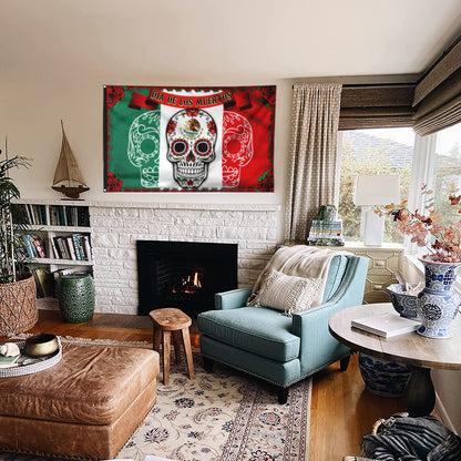 Fyon Day of the Dead (Día de Muertos) Mexican Flag 41701 Indoor and outdoor banner