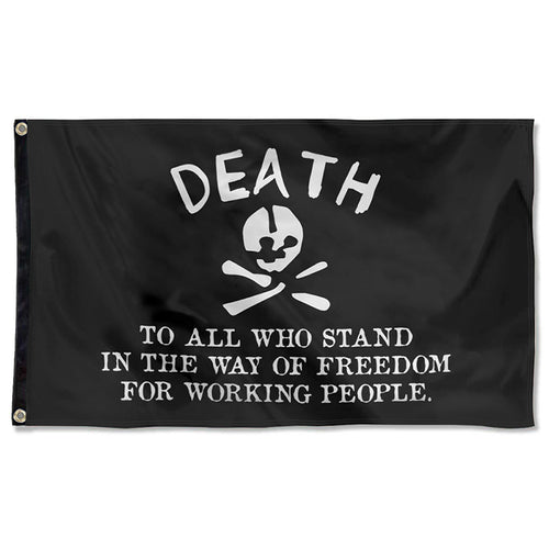 Fyon Death To All Who Stand In The Way Of Freedom For Working People Translated Flag Indoor and outdoor banner