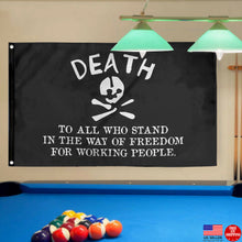 Fyon Death To All Who Stand In The Way Of Freedom For Working People Translated Flag Indoor and outdoor banner