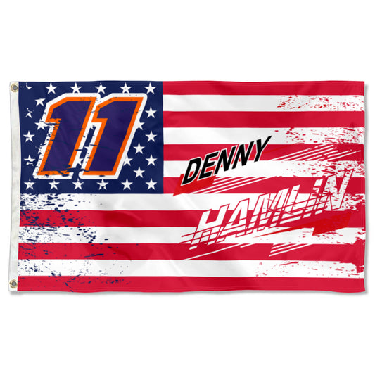 Fyon Denny Hamlin #11 Stars and Stripes Flag  Banner