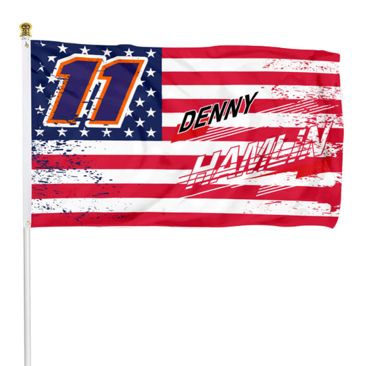 Fyon Denny Hamlin #11 Stars and Stripes Flag  Banner