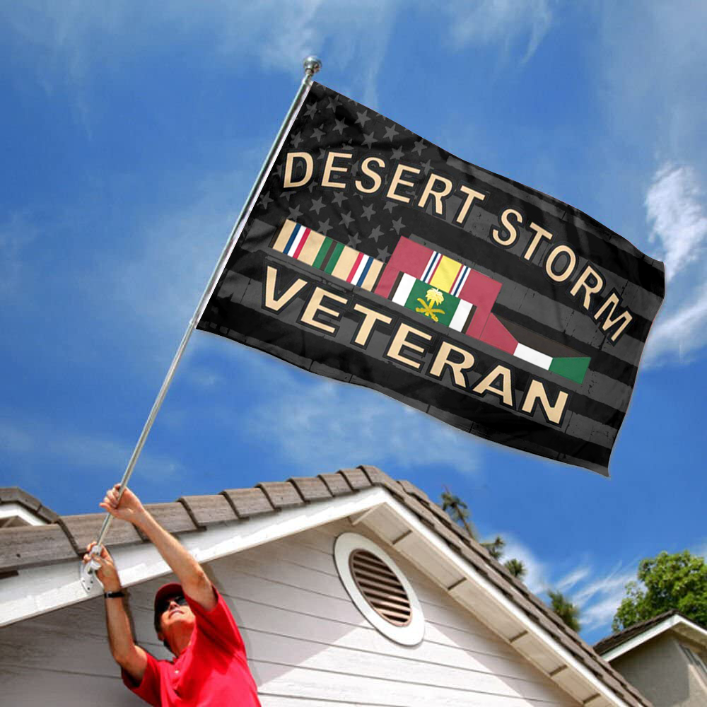 Fyon Desert Storm Veteran with American Flag Indoor and outdoor banner 2240801