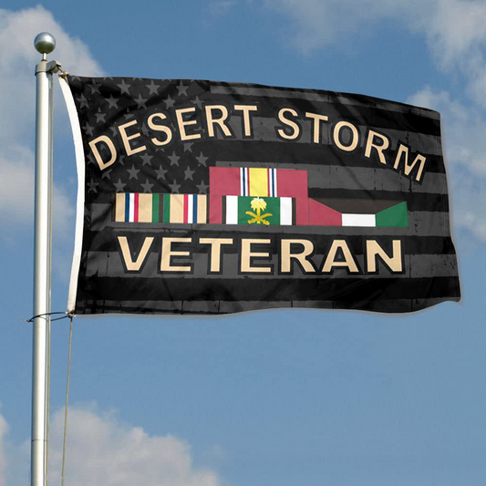 Fyon Desert Storm Veteran with American Flag Indoor and outdoor banner 2240801