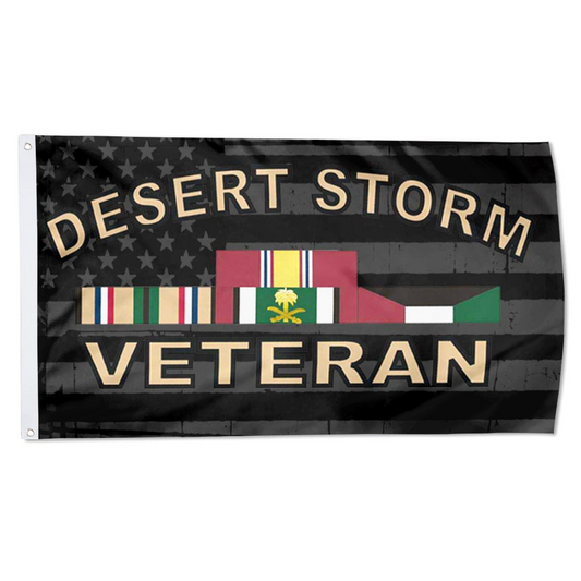 Fyon Desert Storm Veteran with American Flag Indoor and outdoor banner 2240801