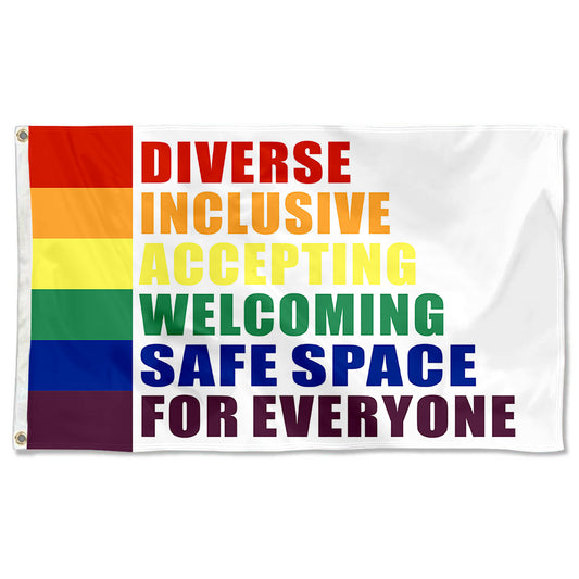 Fyon Diverse List LGBTQ Peace Love USA Flag  Indoor and Outdoor Banner