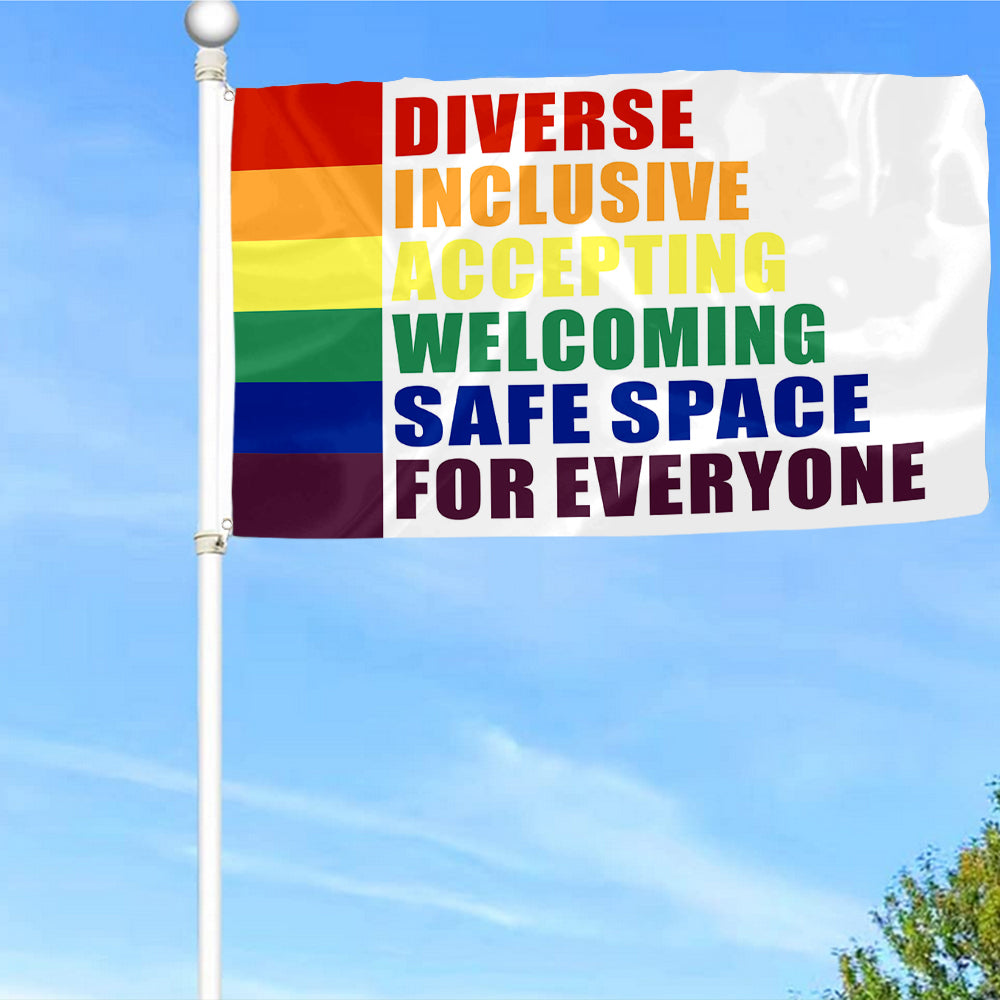 Fyon Diverse List LGBTQ Peace Love USA Flag  Indoor and Outdoor Banner