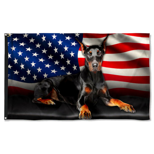 Fyon Dobermann Dog American Flag 41411 Indoor and outdoor banner