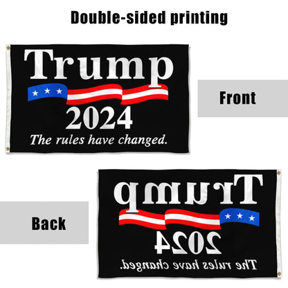 Fyon Donald Trump 2024 Don Jr Black Zag USA Army Flag Banner