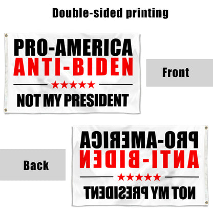 Fyon Donald Trump Flag 2024 Pro-America Anti Biden Not my president Flag Banner