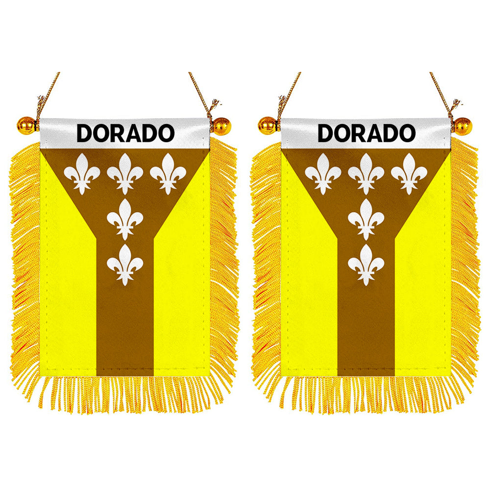 Dorado, Puerto Rico Flag  Mini Car Rearview Mirror Flag Banner - 2PC