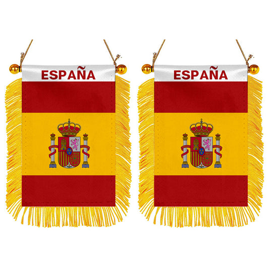 España Mini Car Rearview Mirror Flag Banner - 2PC
