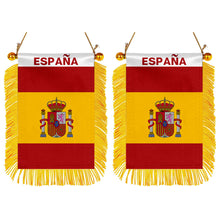 España Mini Car Rearview Mirror Flag Banner - 2PC