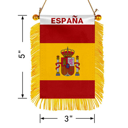 España Mini Car Rearview Mirror Flag Banner - 2PC