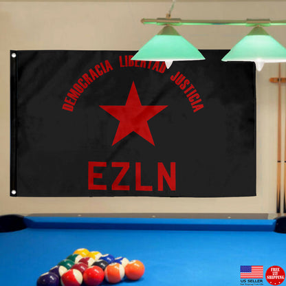 Fyon EZLN Democracia Libertad Justicia Flag  Indoor and Outdoor Banner