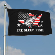 Fyon Eat. Sleep. Fish Flag Memorable Flag Indoor and outdoor banner