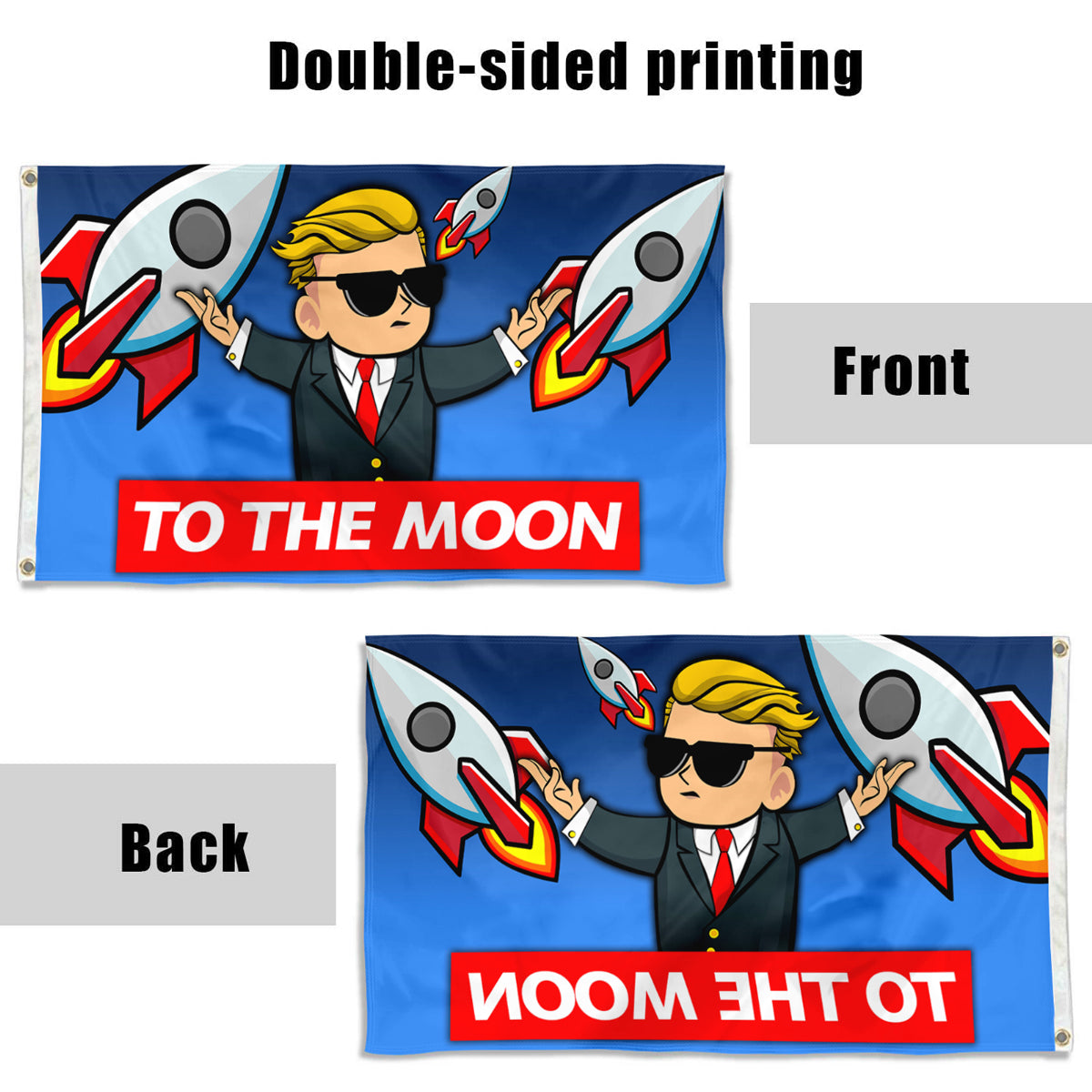 Fyon Elon Musk to the moon Flag Banner