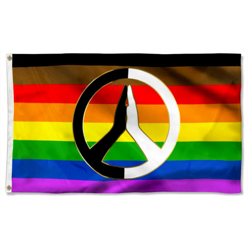 Fyon Equality LGBT BLM Rainbow Hippie Peace Sign Flower Flag 41564  Indoor and Outdoor Banner