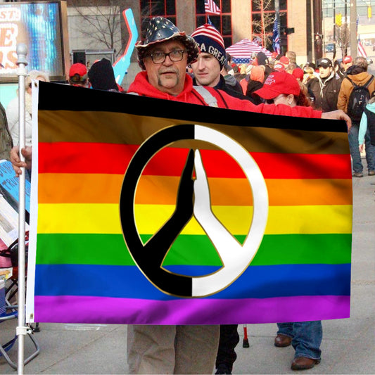 Fyon Equality LGBT BLM Rainbow Hippie Peace Sign Flower Flag 41564  Indoor and Outdoor Banner