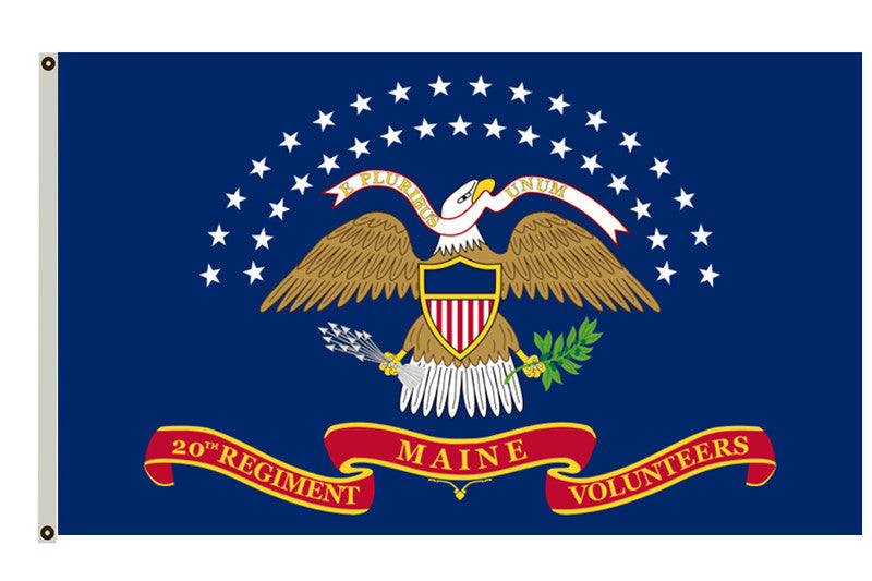 The State of Maine Flag of the 20th Maine Volunteer Infantry Regiment banner