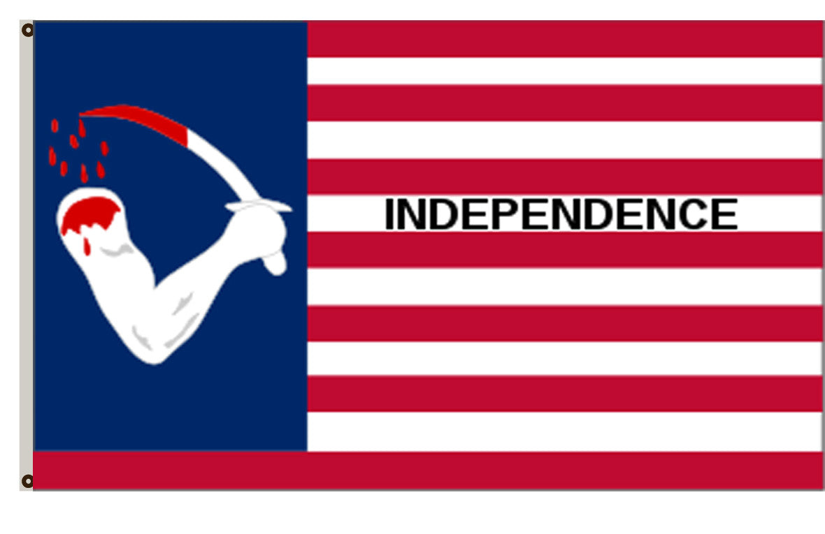 Revolutionary flag 1836 – Brown Flag of Independence, possibly the Bloody arm flag reported to have accompanied the Dodson flag at the Texas Declaration of Independence banner