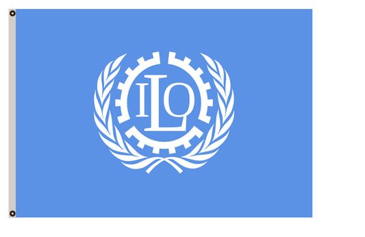 United Nations  banner Agencies and organizations ILO International Labour Organization Flag