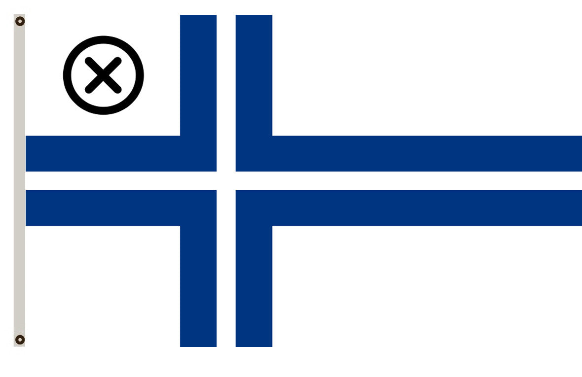 Fyon Finnish yacht club ensign. The circled X represents the club emblem flag banner