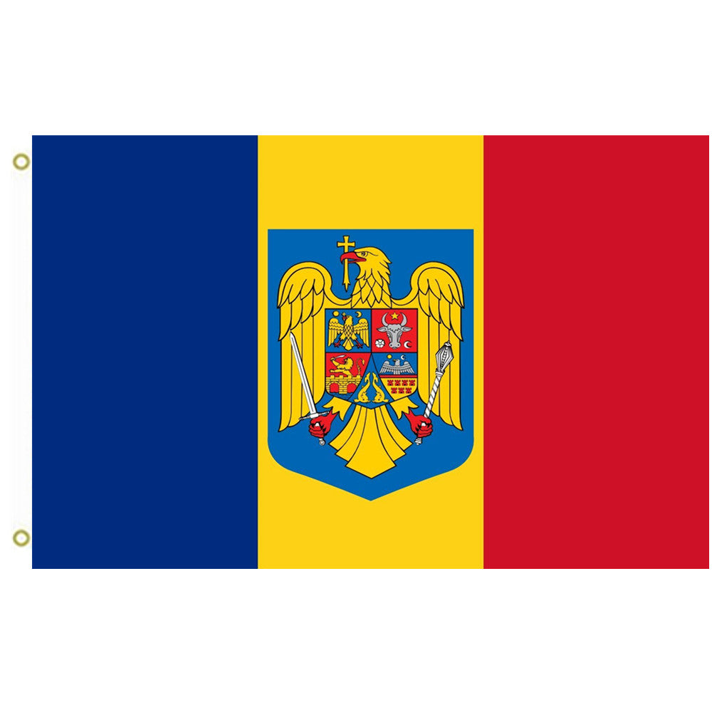 Fyon Romania Flag with the coat of arms Indoor and outdoor banner