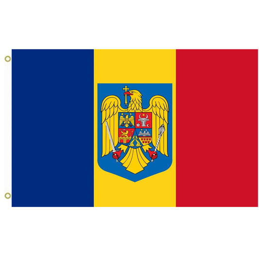 Fyon Romania Flag with the coat of arms Indoor and outdoor banner