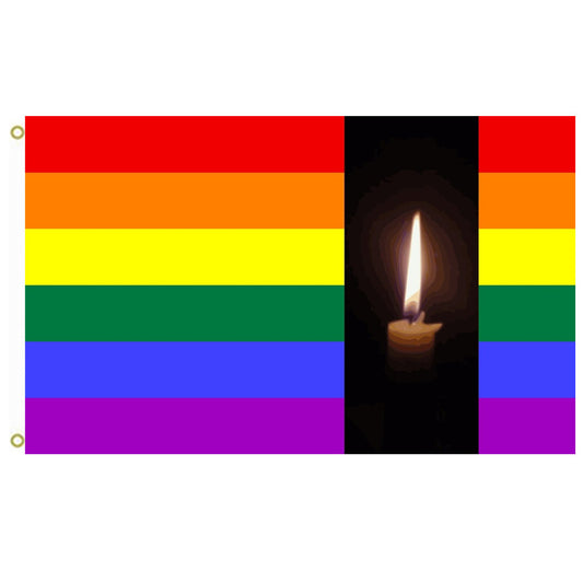 Fyon Gay mourning Flag Combination of gay pride and burning candle Indoor and outdoor banner