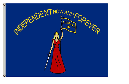 Fyon Alabama 1861 obverse-On January 11, 1861, the Alabama Secession Convention passed a resolution designating an official flag Indoor and outdoor banner