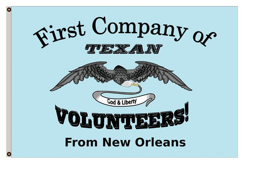 Organized in November 1835, the New Orleans Grays participated in driving the Mexicans from San Antonio and many were massacred at Goliad on Palm Sunday Flag  Indoor and outdoor banner