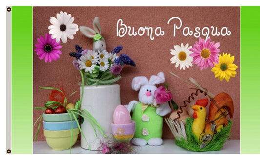 Easter holiday Flag eggs bunnies flowers song rooster Flag Indoor and outdoor banner