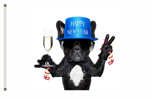 Happy New year Flag Dogs Party Flag Indoor and outdoor banner