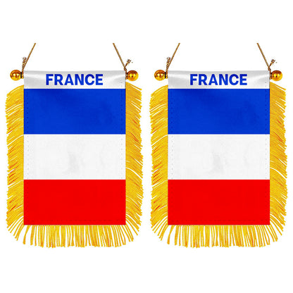 France Mini Car Rearview Mirror Flag Banner - 2PC