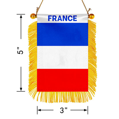 France Mini Car Rearview Mirror Flag Banner - 2PC
