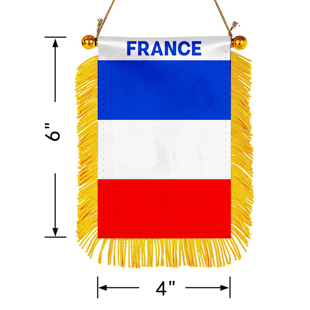 France Mini Car Rearview Mirror Flag Banner - 2PC