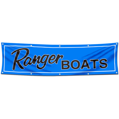 Fyon Fishing Boats Garage shop Decor Banner Work for Ranger Flag Blue 2x8 Feet