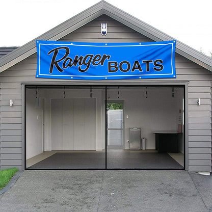 Fyon Fishing Boats Garage shop Decor Banner Work for Ranger Flag Blue 2x8 Feet
