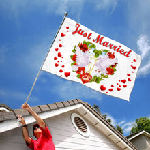 Fyon Flag Just Married with Hearts Flag Indoor and outdoor banner