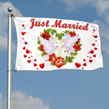 Fyon Flag Just Married with Hearts Flag Indoor and outdoor banner